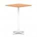Italia 1000mm Poseur Square Table Beech Top 1170mm High White Leg Cross Base ITL1138