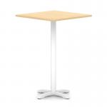 Italia 1000mm Poseur Square Table Maple Top 1170mm High White Leg Cross Base ITL1140