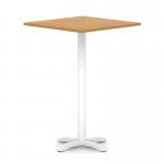 Italia 1000mm Poseur Square Table Oak Top 1170mm High White Leg Cross Base ITL1141