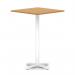 Italia 1000mm Poseur Square Table Oak Top 1170mm High White Leg Cross Base ITL1141