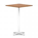 Italia 1000mm Poseur Square Table Walnut Top 1170mm High White Leg Cross Base ITL1142