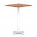 Italia 1000mm Poseur Square Table Walnut Top 1170mm High White Leg Cross Base ITL1142