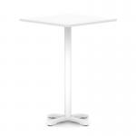 Italia 1000mm Poseur Square Table White Top 1170mm High White Leg Cross Base ITL1143