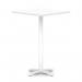 Italia 1000mm Poseur Square Table White Top 1170mm High White Leg Cross Base ITL1143