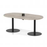 Italia Volta 1800mm Poseur Boardroom Table With Pop-up Power Module Grey Oak Top 720mm High Black Leg ITL1163