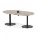 Italia Volta 1800mm Poseur Boardroom Table With Pop-up Power Module Grey Oak Top 720mm High Black Leg ITL1163