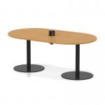 Italia Volta 1800mm Poseur Boardroom Table With Pop-up Power Module Oak Top 720mm High Black Leg ITL1165