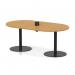 Italia Volta 1800mm Poseur Boardroom Table With Pop-up Power Module Oak Top 720mm High Black Leg ITL1165