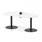 Italia Volta 1800mm Poseur Boardroom Table With Pop-up Power Module White Top 720mm High Black Leg ITL1167