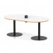 Italia Volta 1800mm Poseur Boardroom Table With Pop-up Power Module White Top Natural Wood Edge 720mm High Black Leg ITL1168