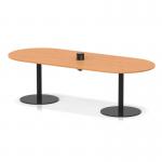 Italia Volta 2400mm Poseur Boardroom Table With Pop-up Power Module Beech Top 720mm High Black Leg ITL1169