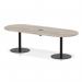 Italia Volta 2400mm Poseur Boardroom Table With Pop-up Power Module Grey Oak Top 720mm High Black Leg ITL1170