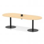 Italia Volta 2400mm Poseur Boardroom Table With Pop-up Power Module Maple Top 720mm High Black Leg ITL1171