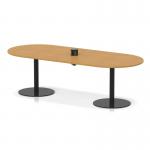 Italia Volta 2400mm Poseur Boardroom Table With Pop-up Power Module Oak Top 720mm High Black Leg ITL1172