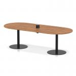 Italia Volta 2400mm Poseur Boardroom Table With Pop-up Power Module Walnut Top 720mm High Black Leg ITL1173