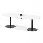 Italia Volta 2400mm Poseur Boardroom Table With Pop-up Power Module White Top 720mm High Black Leg ITL1174