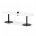 Italia Volta 2400mm Poseur Boardroom Table With Pop-up Power Module White Top 720mm High Black Leg ITL1174