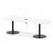 Italia Volta 2400mm Poseur Boardroom Table With Pop-up Power Module White Top 720mm High Black Leg ITL1174