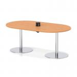 Italia Volta 1800mm Poseur Boardroom Table With Pop-up Power Module Beech Top 720mm High Silver Leg ITL1176
