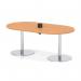 Italia Volta 1800mm Poseur Boardroom Table With Pop-up Power Module Beech Top 720mm High Silver Leg ITL1176