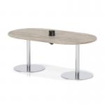 Italia Volta 1800mm Poseur Boardroom Table With Pop-up Power Module Grey Oak Top 720mm High Silver Leg ITL1177