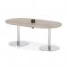 Italia Volta 1800mm Poseur Boardroom Table With Pop-up Power Module Grey Oak Top 720mm High Silver Leg ITL1177