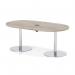 Italia Volta 1800mm Poseur Boardroom Table With Pop-up Power Module Grey Oak Top 720mm High Silver Leg ITL1177