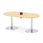 Italia Volta 1800mm Poseur Boardroom Table With Pop-up Power Module Maple Top 720mm High Silver Leg ITL1178