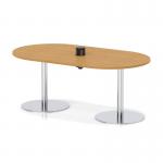Italia Volta 1800mm Poseur Boardroom Table With Pop-up Power Module Oak Top 720mm High Silver Leg ITL1179