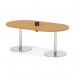 Italia Volta 1800mm Poseur Boardroom Table With Pop-up Power Module Oak Top 720mm High Silver Leg ITL1179