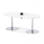 Italia Volta 1800mm Poseur Boardroom Table With Pop-up Power Module White Top 720mm High Silver Leg ITL1181