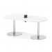 Italia Volta 1800mm Poseur Boardroom Table With Pop-up Power Module White Top 720mm High Silver Leg ITL1181