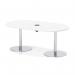 Italia Volta 1800mm Poseur Boardroom Table With Pop-up Power Module White Top 720mm High Silver Leg ITL1181