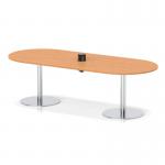 Italia Volta 2400mm Poseur Boardroom Table With Pop-up Power Module Beech Top 720mm High Silver Leg ITL1183