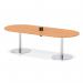 Italia Volta 2400mm Poseur Boardroom Table With Pop-up Power Module Beech Top 720mm High Silver Leg ITL1183