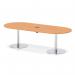 Italia Volta 2400mm Poseur Boardroom Table With Pop-up Power Module Beech Top 720mm High Silver Leg ITL1183