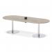 Italia Volta 2400mm Poseur Boardroom Table With Pop-up Power Module Grey Oak Top 720mm High Silver Leg ITL1184