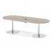 Italia Volta 2400mm Poseur Boardroom Table With Pop-up Power Module Grey Oak Top 720mm High Silver Leg ITL1184