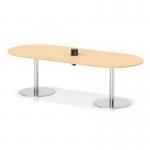 Italia Volta 2400mm Poseur Boardroom Table With Pop-up Power Module Maple Top 720mm High Silver Leg ITL1185