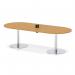 Italia Volta 2400mm Poseur Boardroom Table With Pop-up Power Module Oak Top 720mm High Silver Leg ITL1186