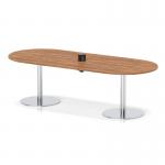 Italia Volta 2400mm Poseur Boardroom Table With Pop-up Power Module Walnut Top 720mm High Silver Leg ITL1187
