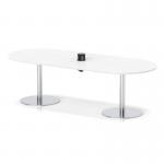 Italia Volta 2400mm Poseur Boardroom Table With Pop-up Power Module White Top 720mm High Silver Leg ITL1188