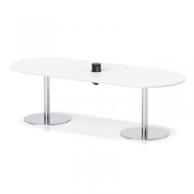 Italia Volta 2400mm Poseur Boardroom Table With Pop-up Power Module White Top 720mm High Silver Leg ITL1188