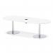 Italia Volta 2400mm Poseur Boardroom Table With Pop-up Power Module White Top 720mm High Silver Leg ITL1188