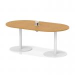 Italia Volta 1800mm Poseur Boardroom Table With Pop-up Power Module Oak Top 720mm High White Leg ITL1193