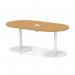 Italia Volta 1800mm Poseur Boardroom Table With Pop-up Power Module Oak Top 720mm High White Leg ITL1193