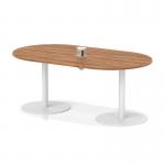 Italia Volta 1800mm Poseur Boardroom Table With Pop-up Power Module Walnut Top 720mm High White Leg ITL1194