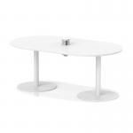 Italia Volta 1800mm Poseur Boardroom Table With Pop-up Power Module White Top 720mm High White Leg ITL1195