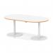 Italia Volta 1800mm Poseur Boardroom Table With Pop-up Power Module White Top Natural Wood Edge 720mm High White Leg ITL1196