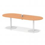 Italia Volta 2400mm Poseur Boardroom Table With Pop-up Power Module Beech Top 720mm High White Leg ITL1197